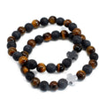 Tiger Eye & Black Stone Friendship Bracelets | Set of 2 | Velora