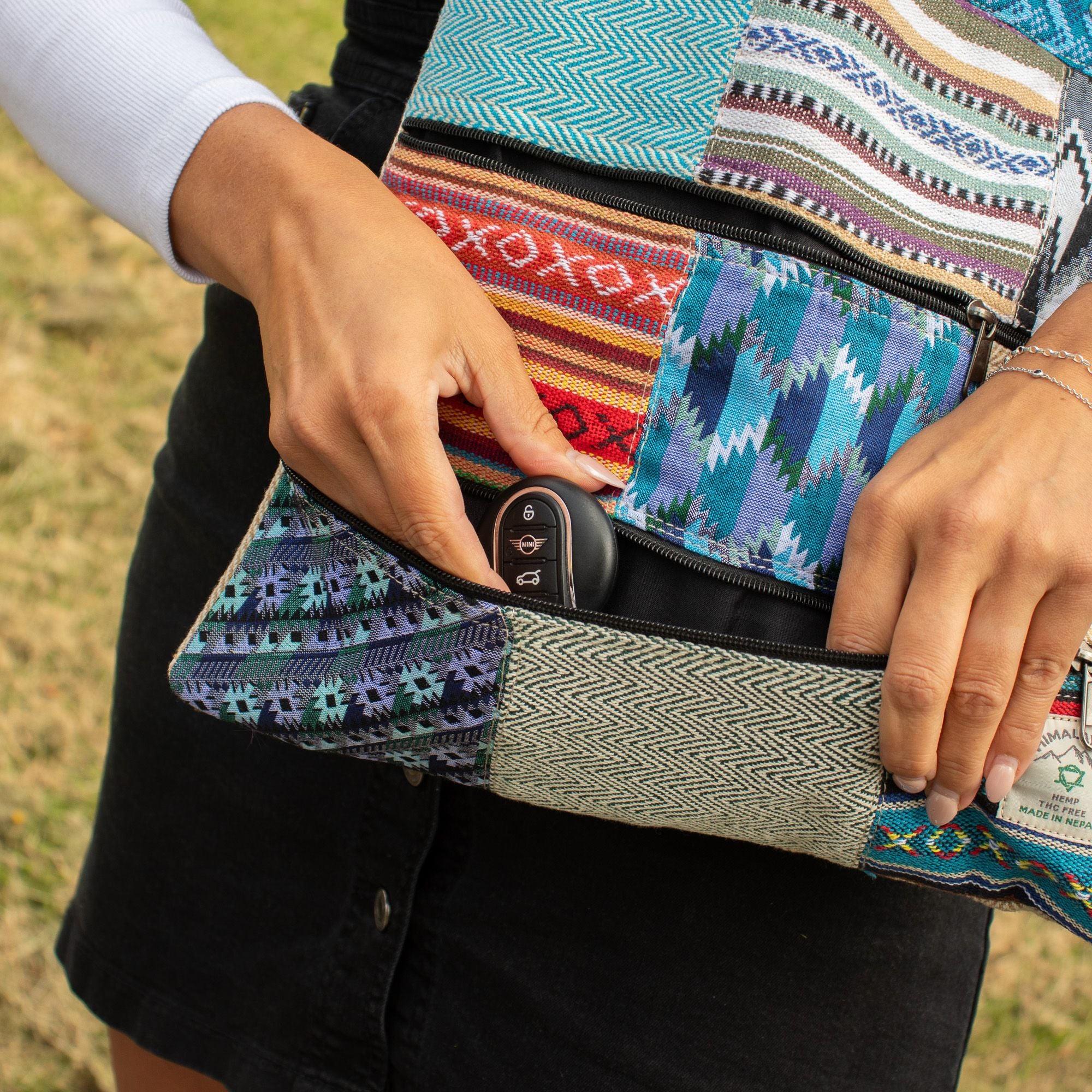 Patchwork Kathmandu Tote Bag - Dhaka Design (37x38cm) | Velora