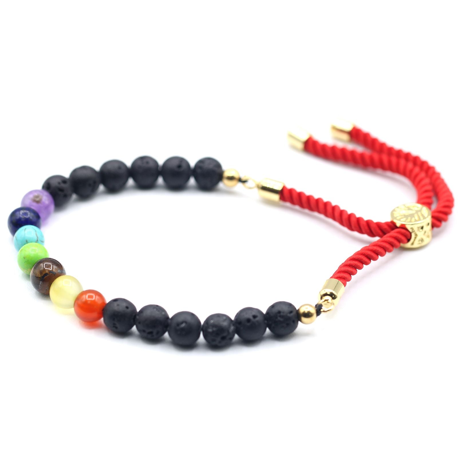 Lava Stone Chakra Bracelet | 18K Gold Plated | Royal String | Velora
