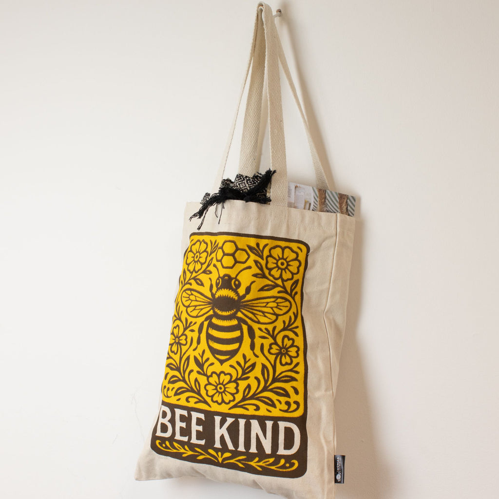 Nomad Sari Tote Bag - Bee Kind | Natural Canvas | Velora