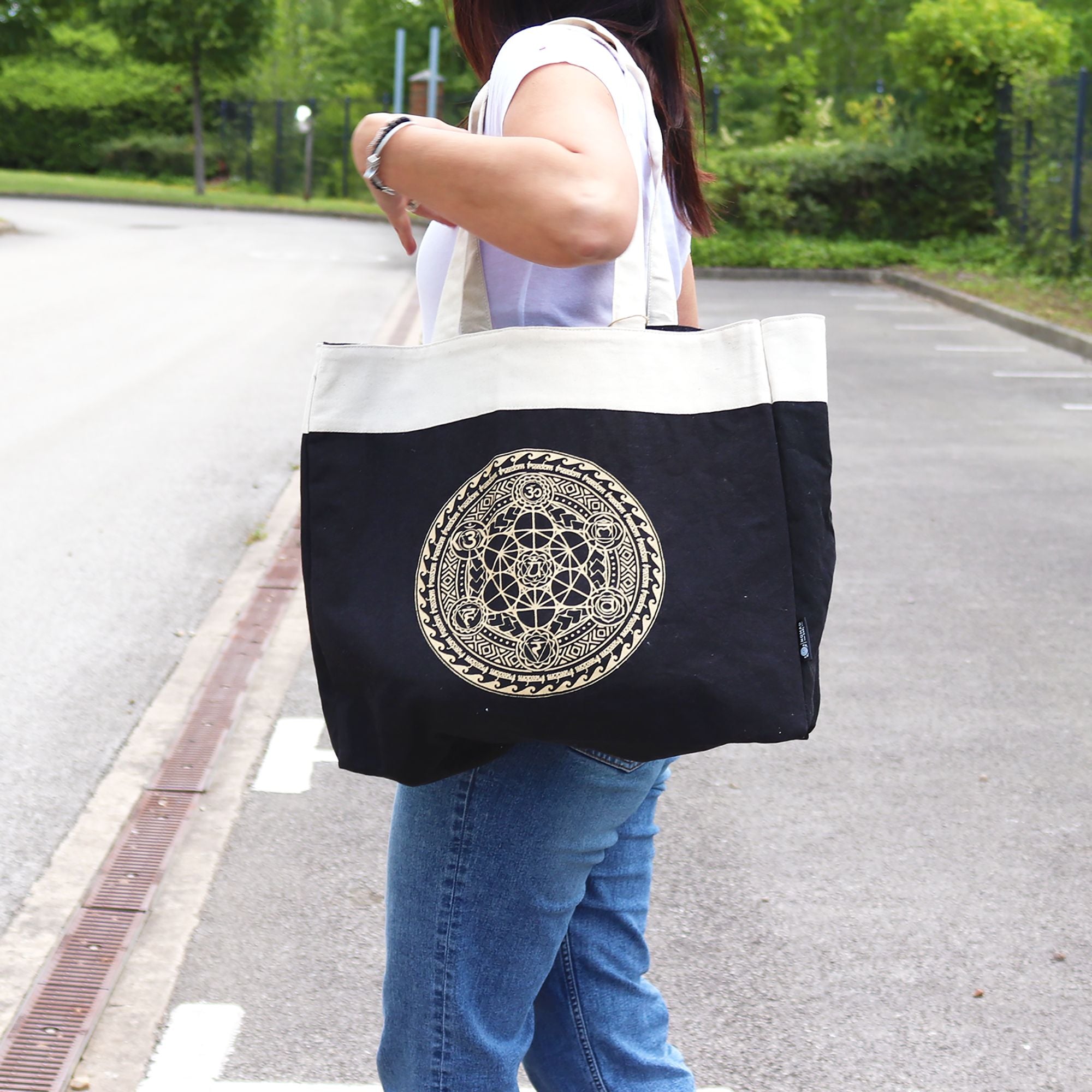 Oversized Tote Bag - Freedom Chakra - Chocolate Stonewash 14oz | Velora