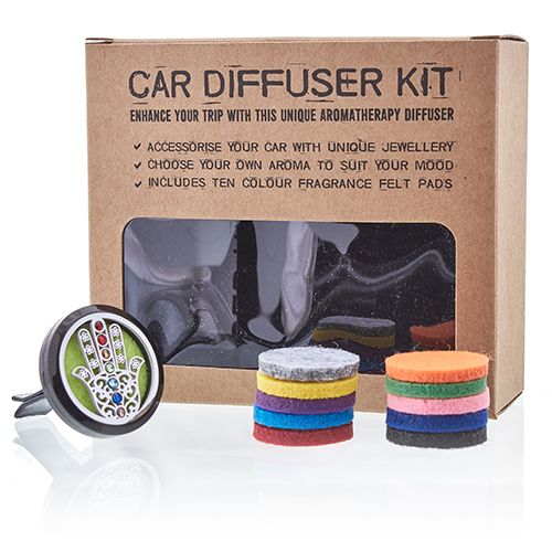 Hamsa Car Diffuser Kit 30mm - Stainless Steel Locket | Velora