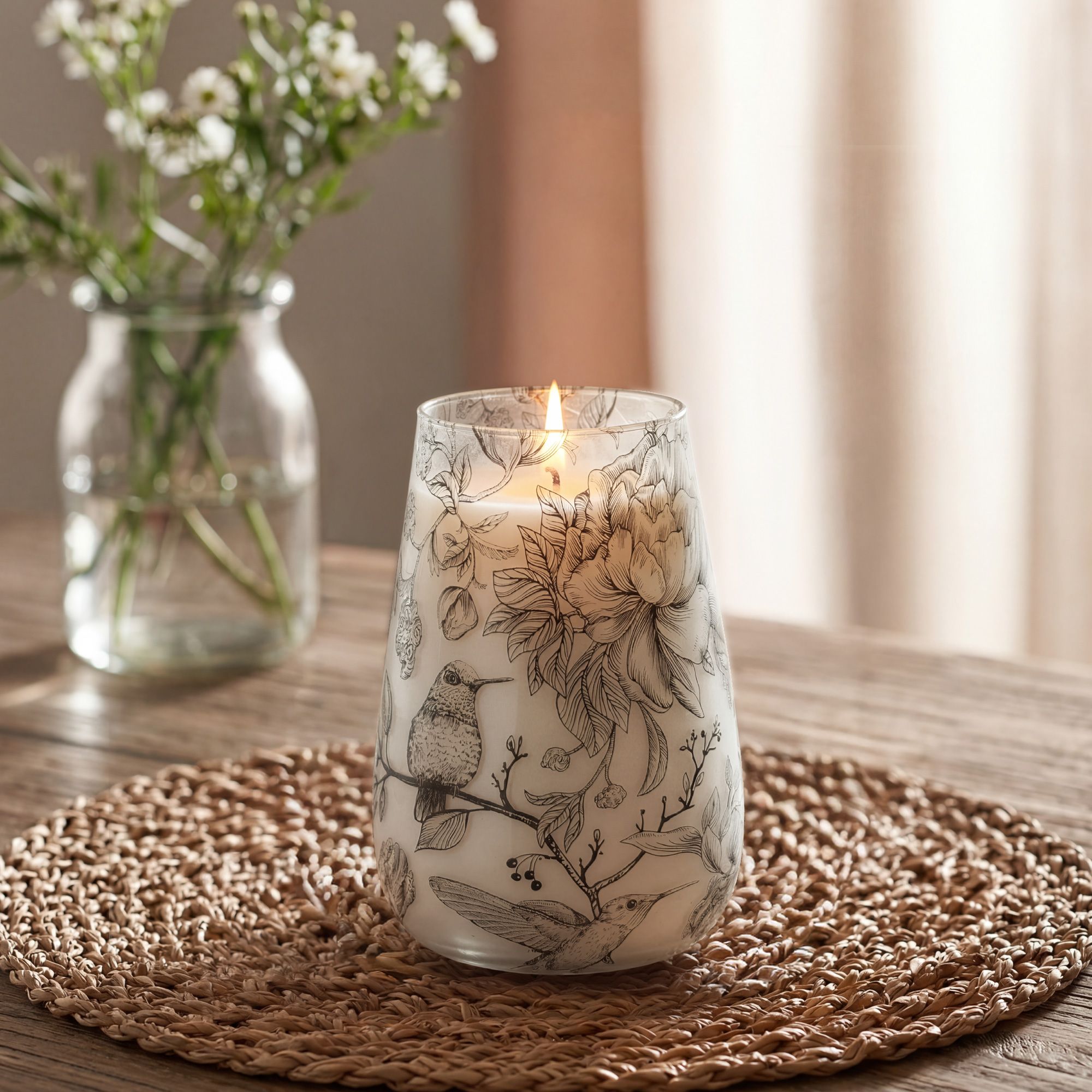 Tall Glass Jar Candle - Drawn by Flame | Velora