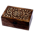 Mango Wood Aromatherapy Box - Floral Carved, Holds 24 | Velora