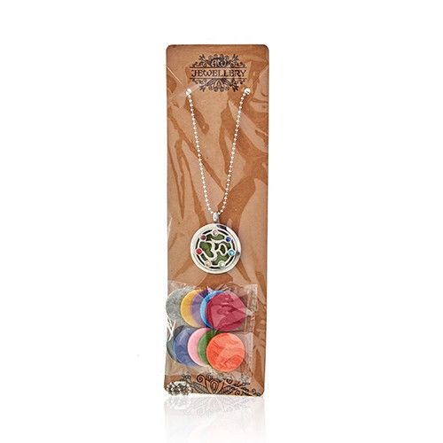 Chakra Aromatherapy Diffuser Necklace 30mm - Lava Stone & Yoga Pendant | Velora