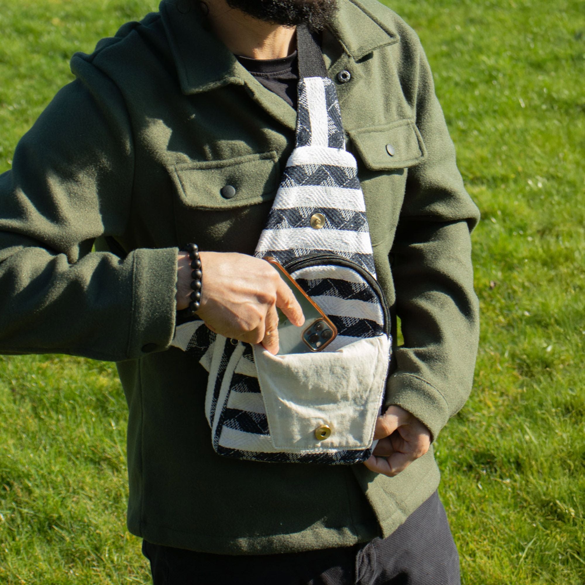 Nomad Sari Jacquard Natural Crossbody Bag | Atlas Nomad | Velora