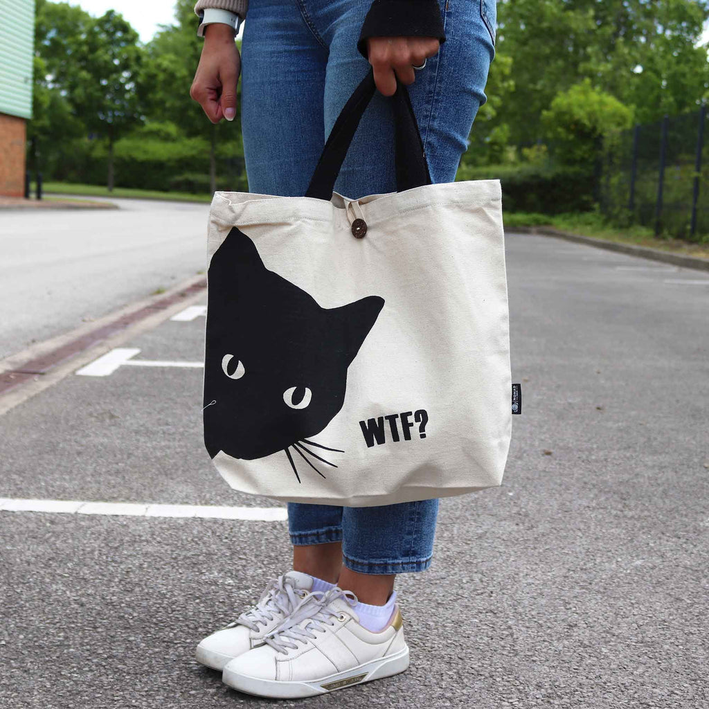 Iconic Classic Tote Bag - Black Cat - Natural 10oz | Velora