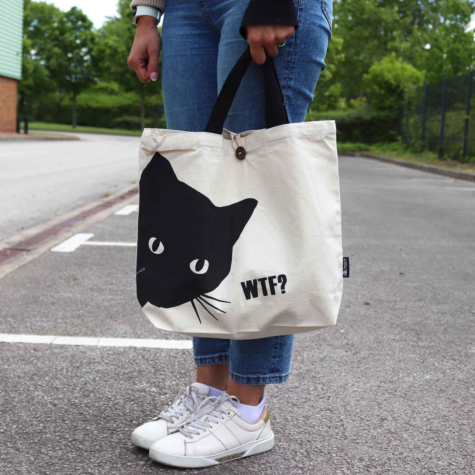 Iconic Classic Tote Bag - Black Cat - Natural 10oz | Velora