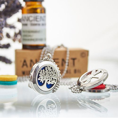 Chakra Aromatherapy Diffuser Necklace 30mm - Lava Stone & Yoga Pendant | Velora