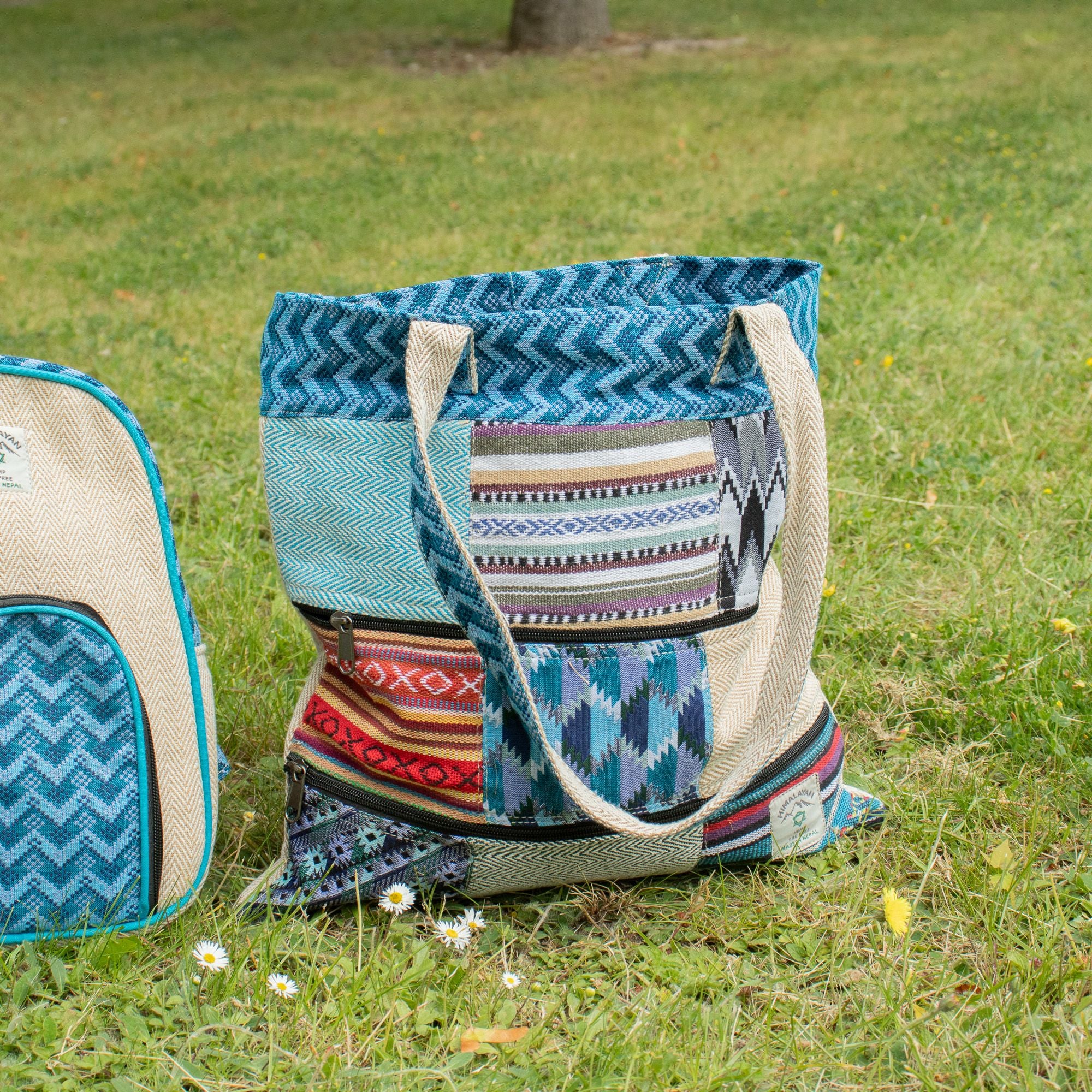 Patchwork Kathmandu Tote Bag - Dhaka Design (37x38cm) | Velora