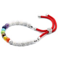 White Howlite Chakra Bracelet | Red String | 925 Silver Plated | Velora