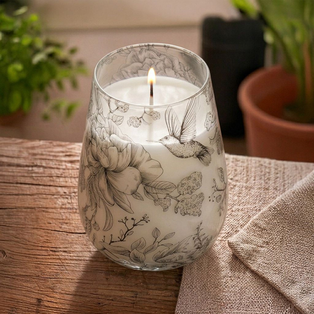 Tall Glass Jar Candle - Drawn by Flame | Velora