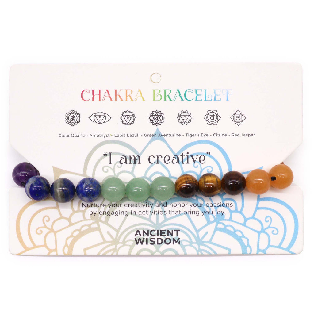 Chakra String Bracelet - 21 Stones | I Am Creative | Velora
