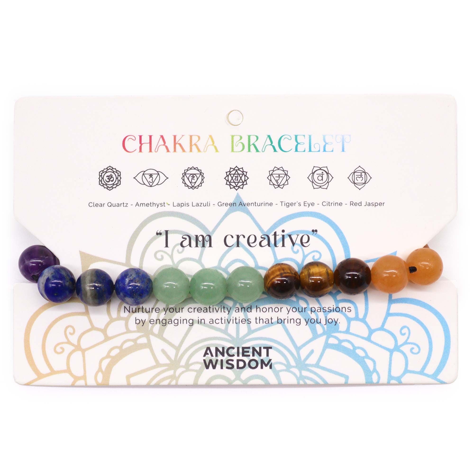 Chakra String Bracelet - 21 Stones | I Am Creative | Velora
