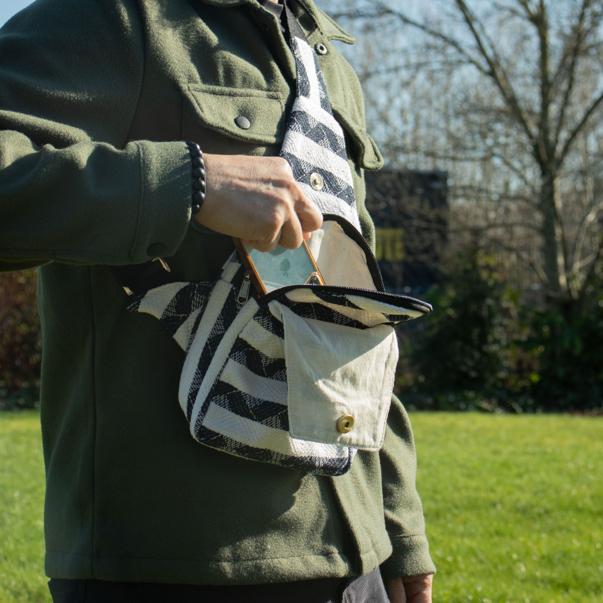 Nomad Sari Jacquard Natural Crossbody Bag | Atlas Nomad | Velora