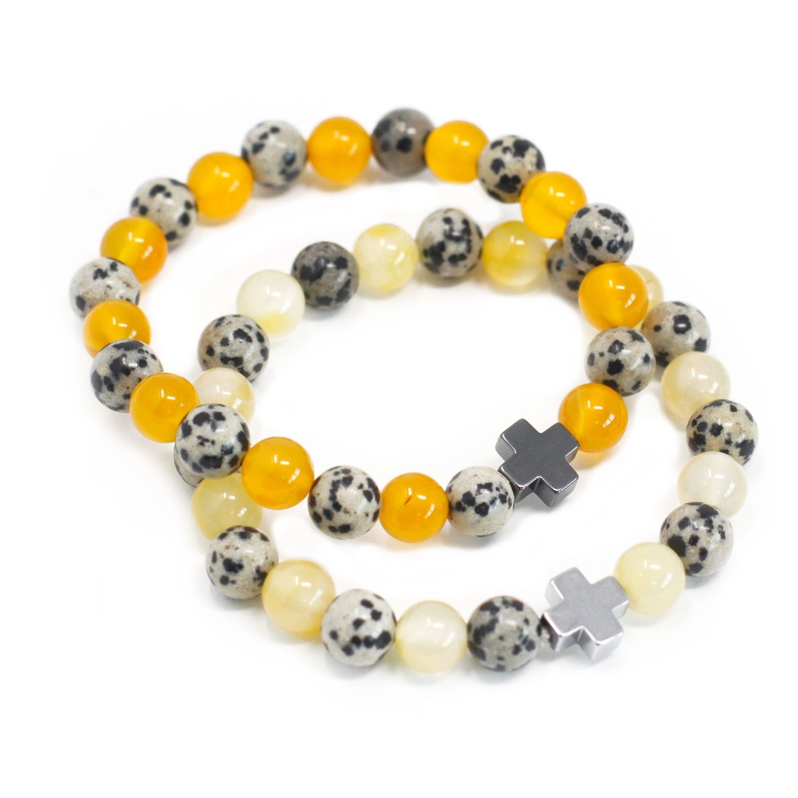Gemstone Friendship Bracelets - Protection | Dalmatian Jasper & Yellow Agate | Velora