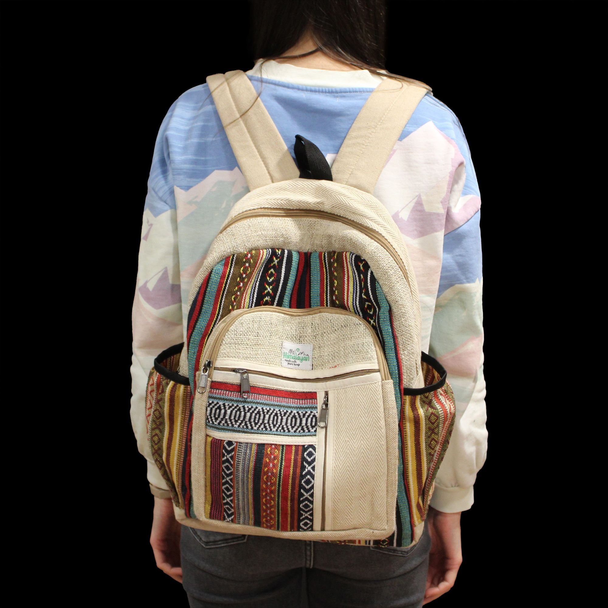 Large Hemp & Cotton Backpack – Straight Zip Style | Velora
