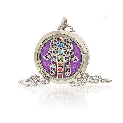 Hamsa Chakra Aromatherapy Diffuser Necklace 30mm - Locket Pendant | Velora