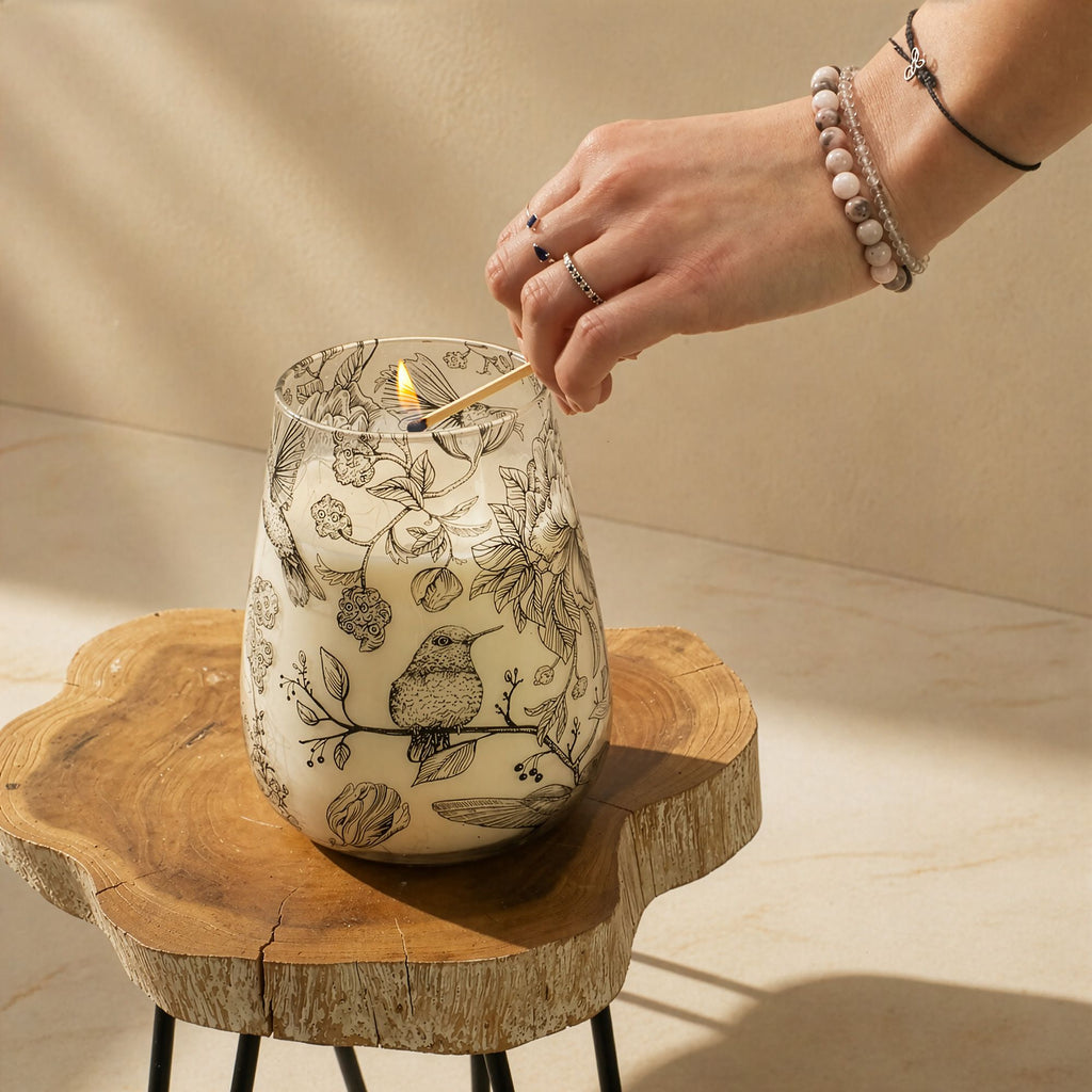 Tall Glass Jar Candle - Drawn by Flame | Velora