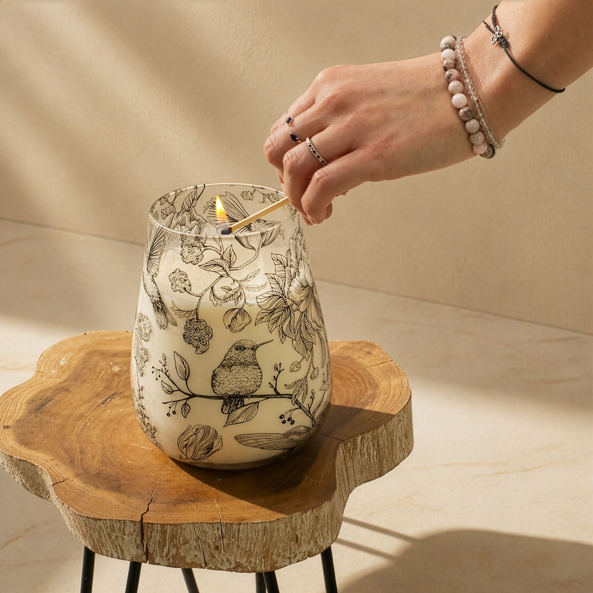 Tall Glass Jar Candle - Drawn by Flame | Velora