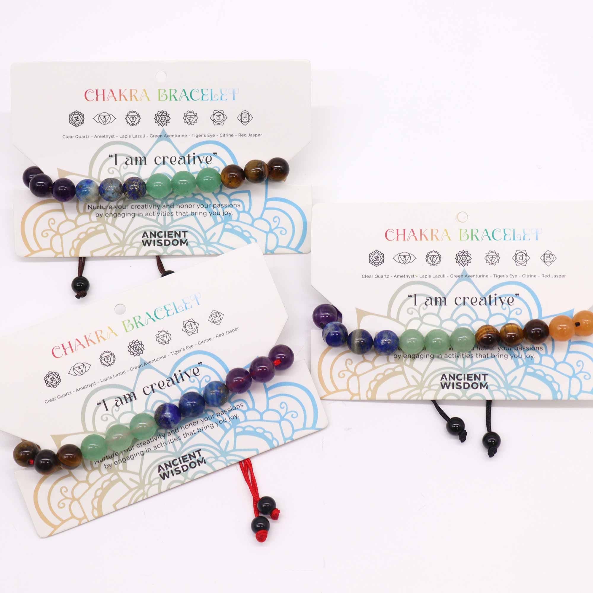 Chakra String Bracelet - 21 Stones | I Am Creative | Velora
