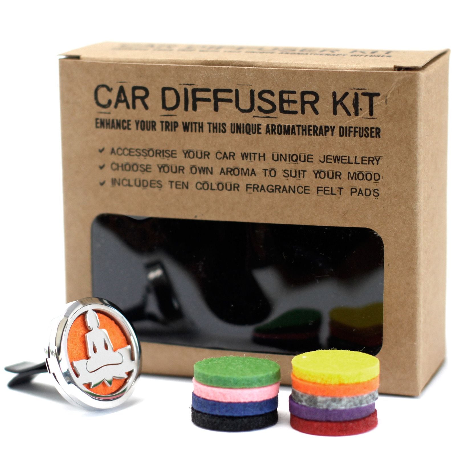 Lotus Buddha Car Diffuser Kit 30mm - Stainless Steel Locket | Velora
