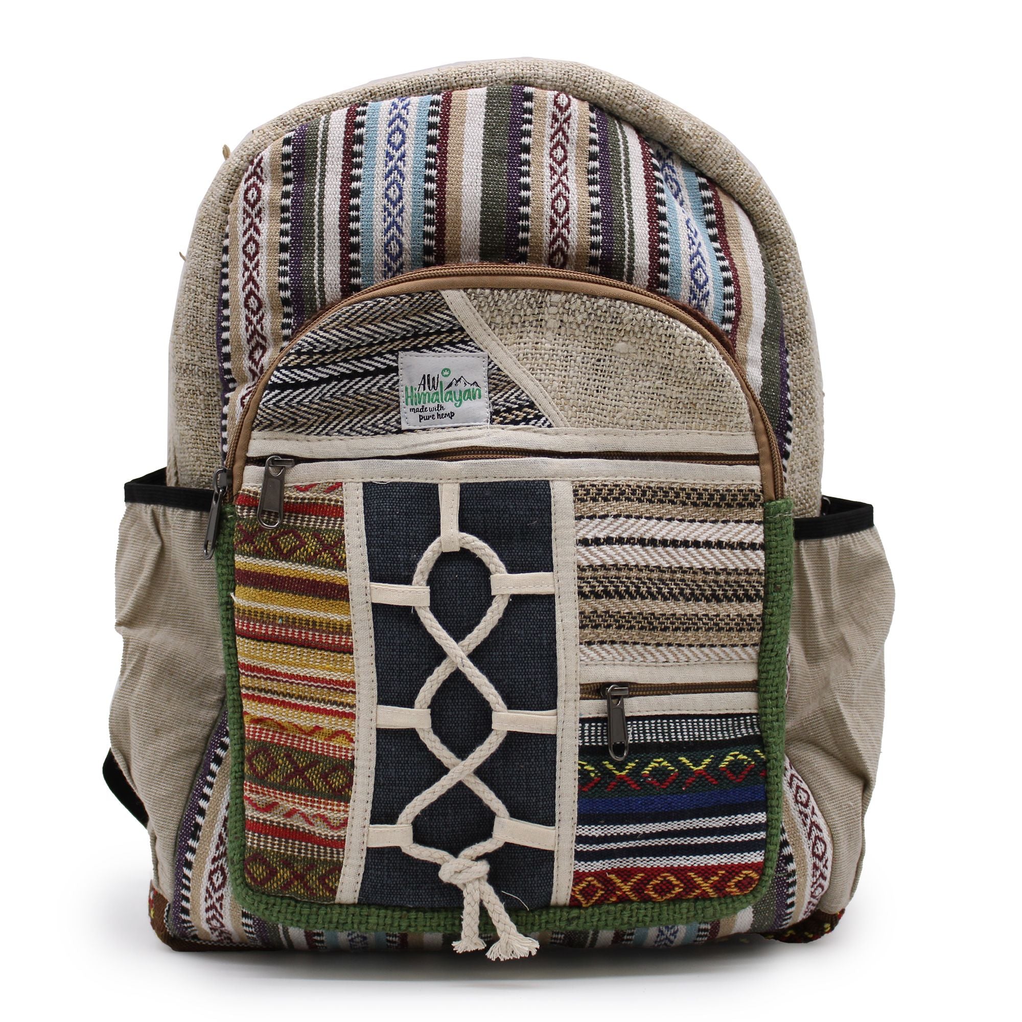 Large Hemp & Cotton Backpack – Rope & Pockets Style | Velora