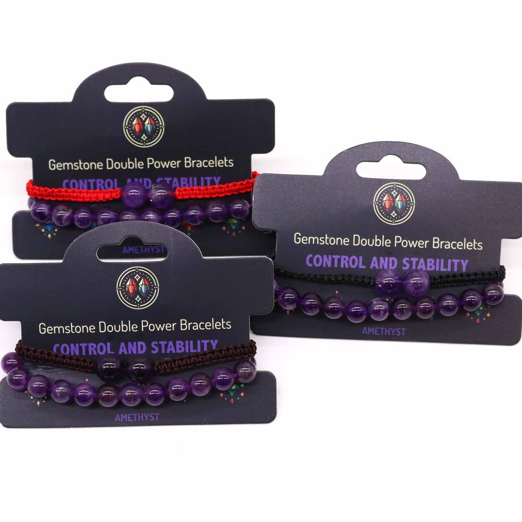 Gemstone Double Power Bracelet - Amethyst | Velora