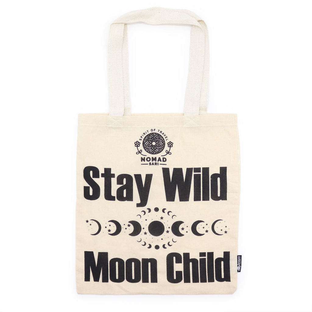 Iconic Basic Tote Bag - Stay Wild, Moon Child - Natural 4oz | Velora
