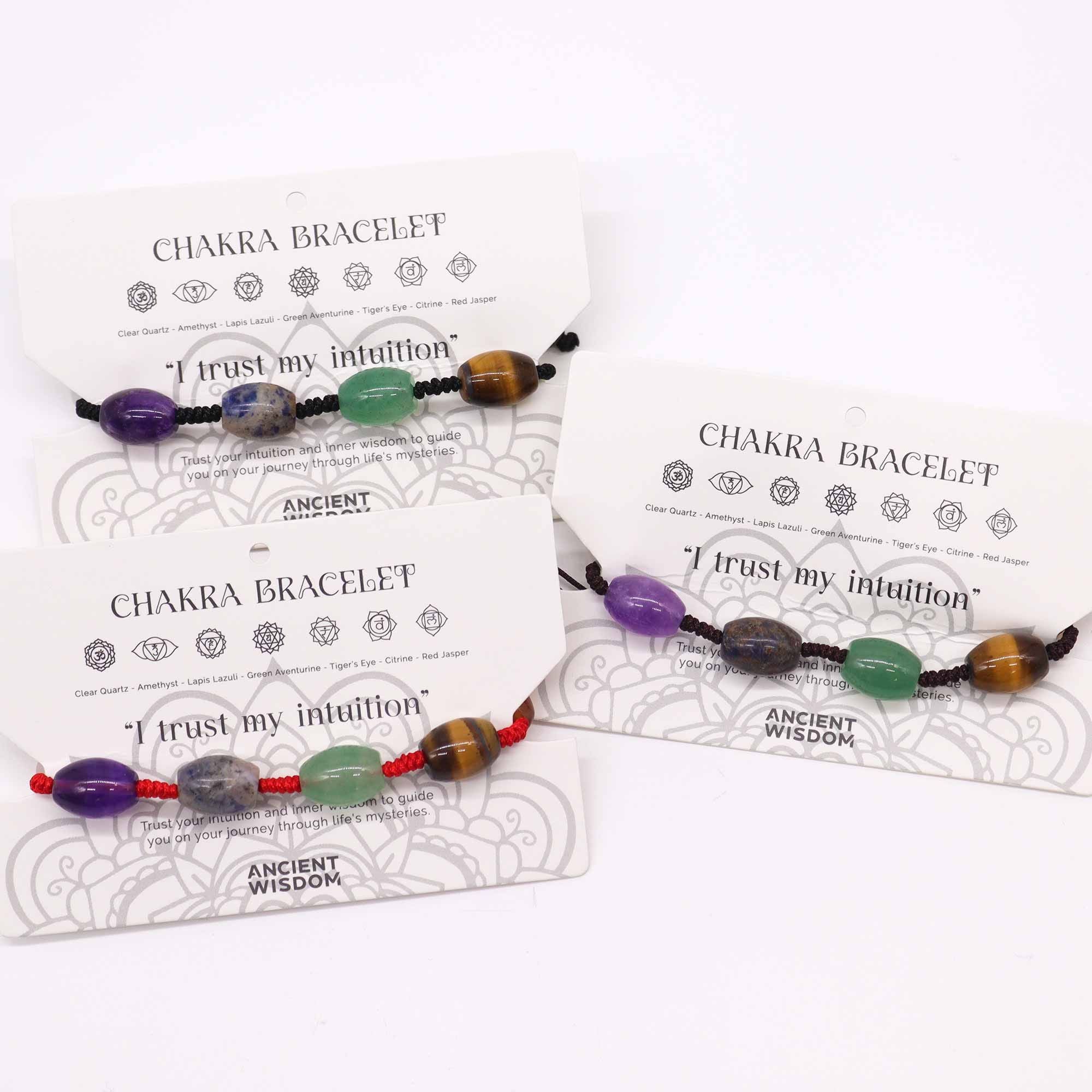 Chakra String Bracelet - Beads | I Trust My Intuition | Velora