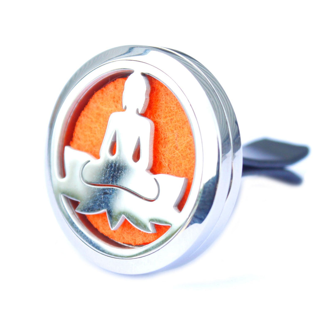 Lotus Buddha Car Diffuser Kit 30mm - Stainless Steel Locket | Velora