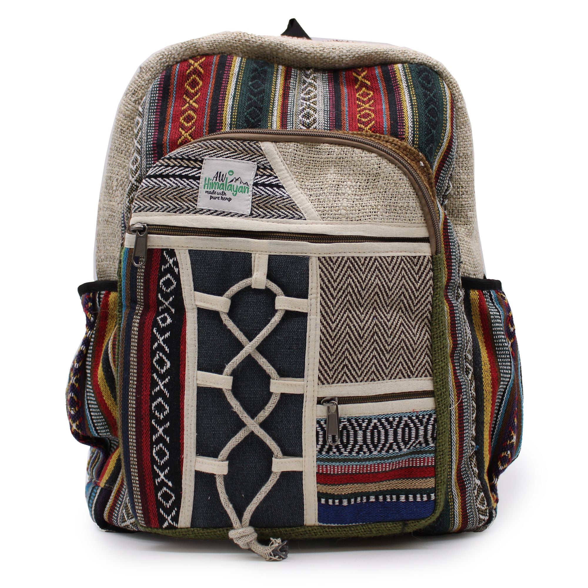 Large Hemp & Cotton Backpack – Rope & Pockets Style | Velora
