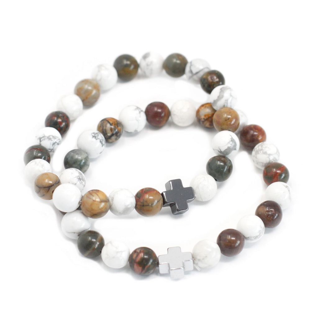 Gemstone Friendship Bracelets - Peace | Picasso Jasper & White Howlite | Velora