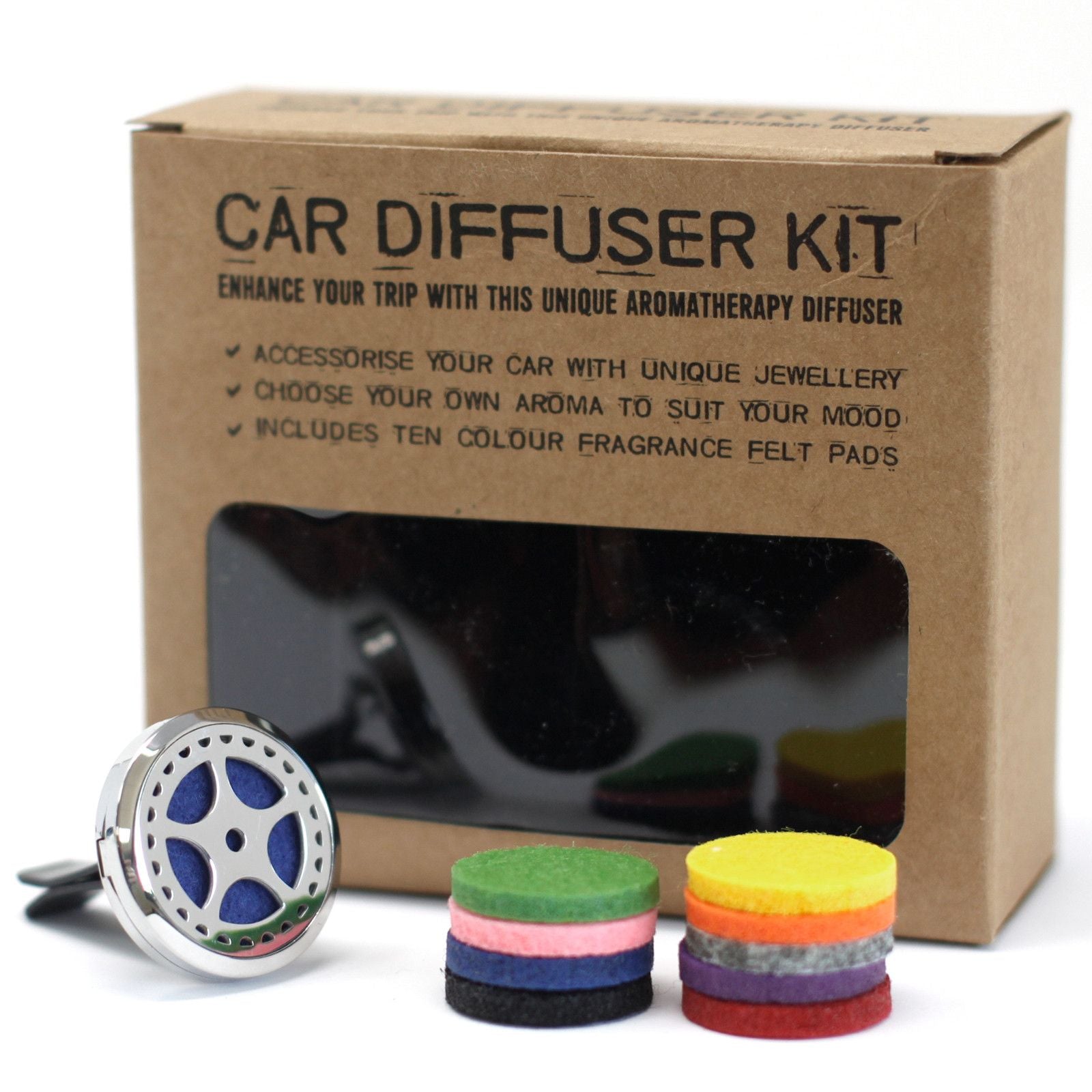Auto Wheel Car Diffuser Kit 30mm - Stainless Steel Locket | Velora