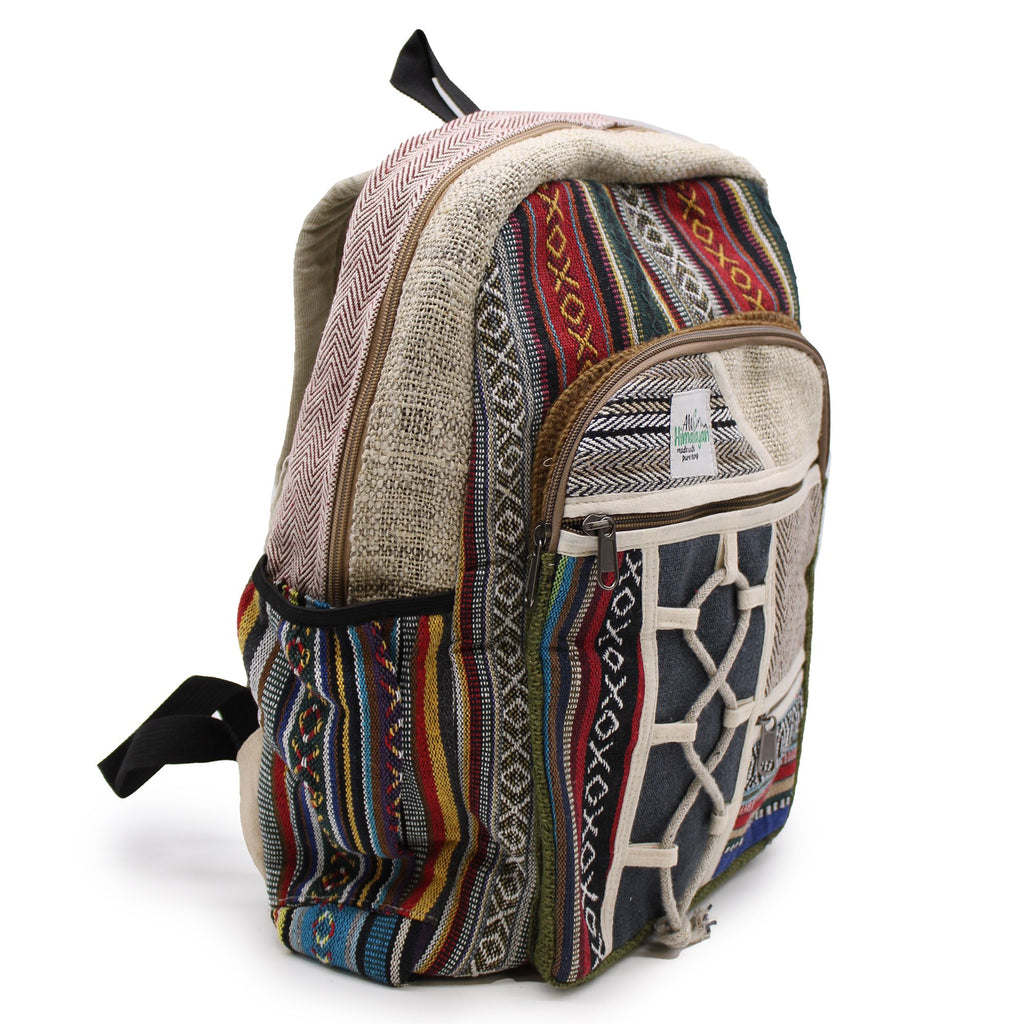 Large Hemp & Cotton Backpack – Rope & Pockets Style | Velora