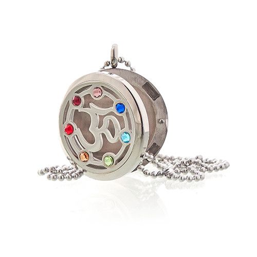 OM Chakra Aromatherapy Diffuser Necklace 30mm - Lava Stone Pendant | Velora