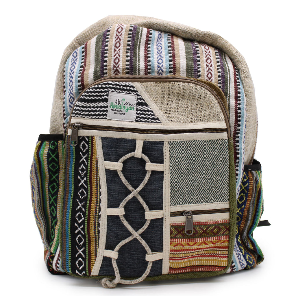 Large Hemp & Cotton Backpack – Rope & Pockets Style | Velora
