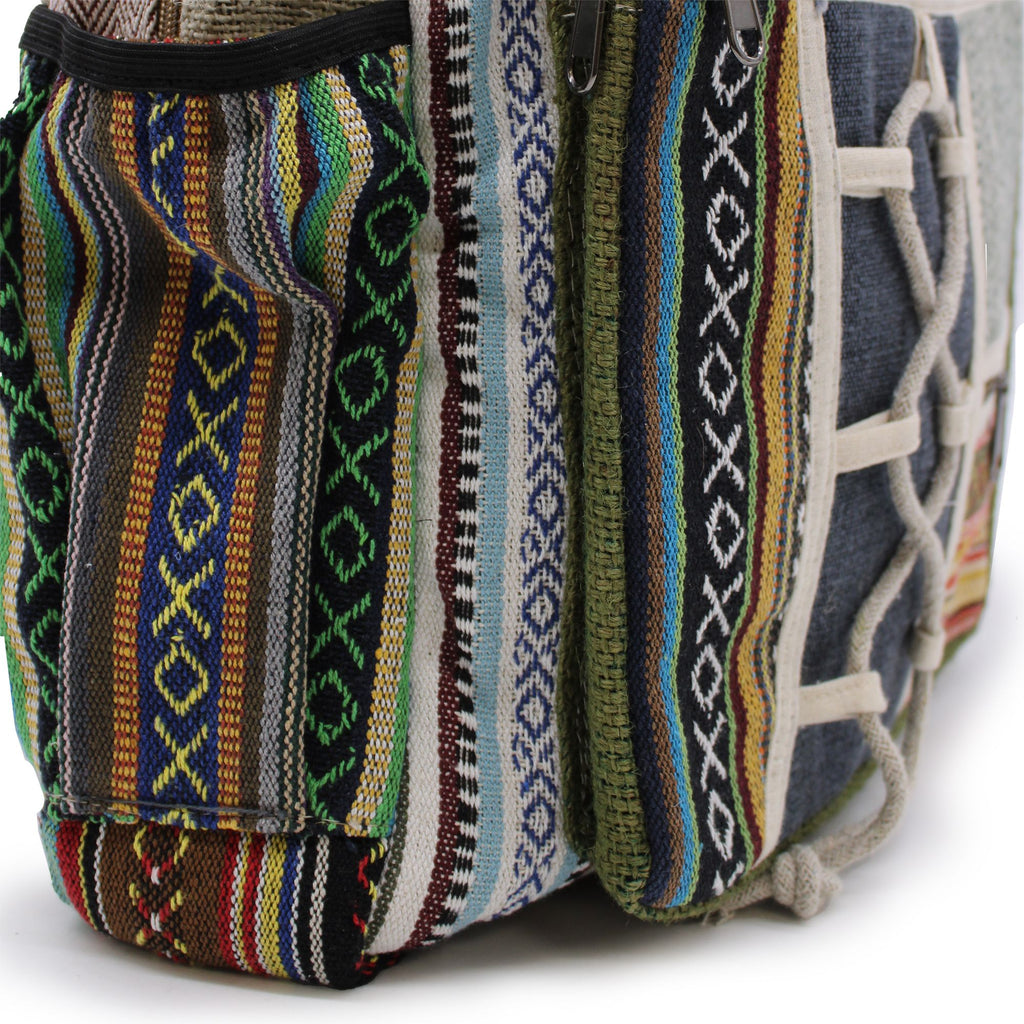 Large Hemp & Cotton Backpack – Rope & Pockets Style | Velora