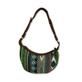 Jacquard Hobo Bag - Bold Greens | Brown Strap | Velora